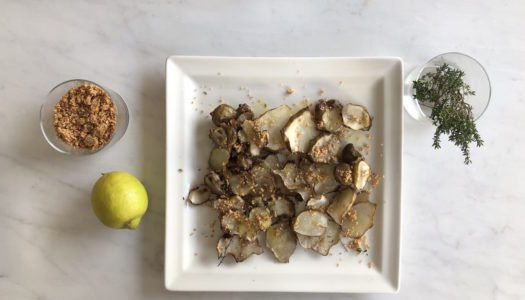 BAKED JERUSALEM ARTICHOKE WITH HAZELNUT AND THYME PESTO